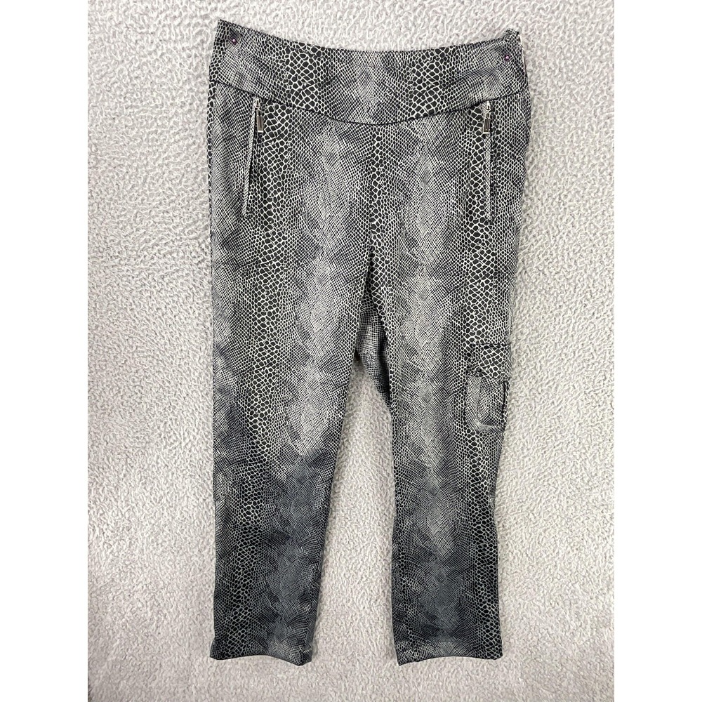 Jamie Sadock Pants Women 6 Black Animal Print Cargo Pull On Golf Knit Slim